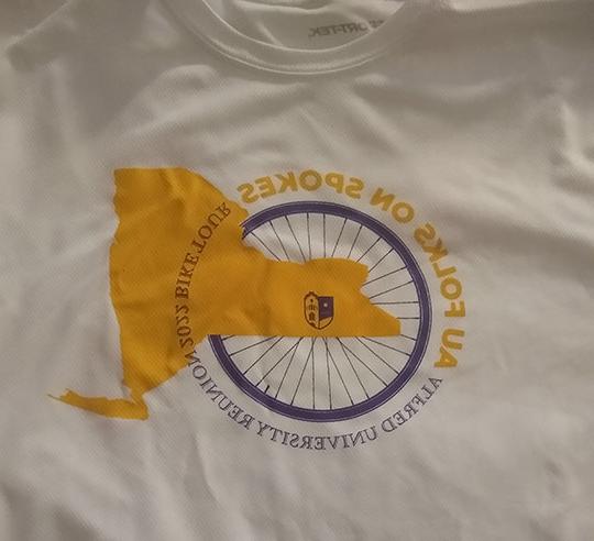 white t-shirt with reunion bikers logo