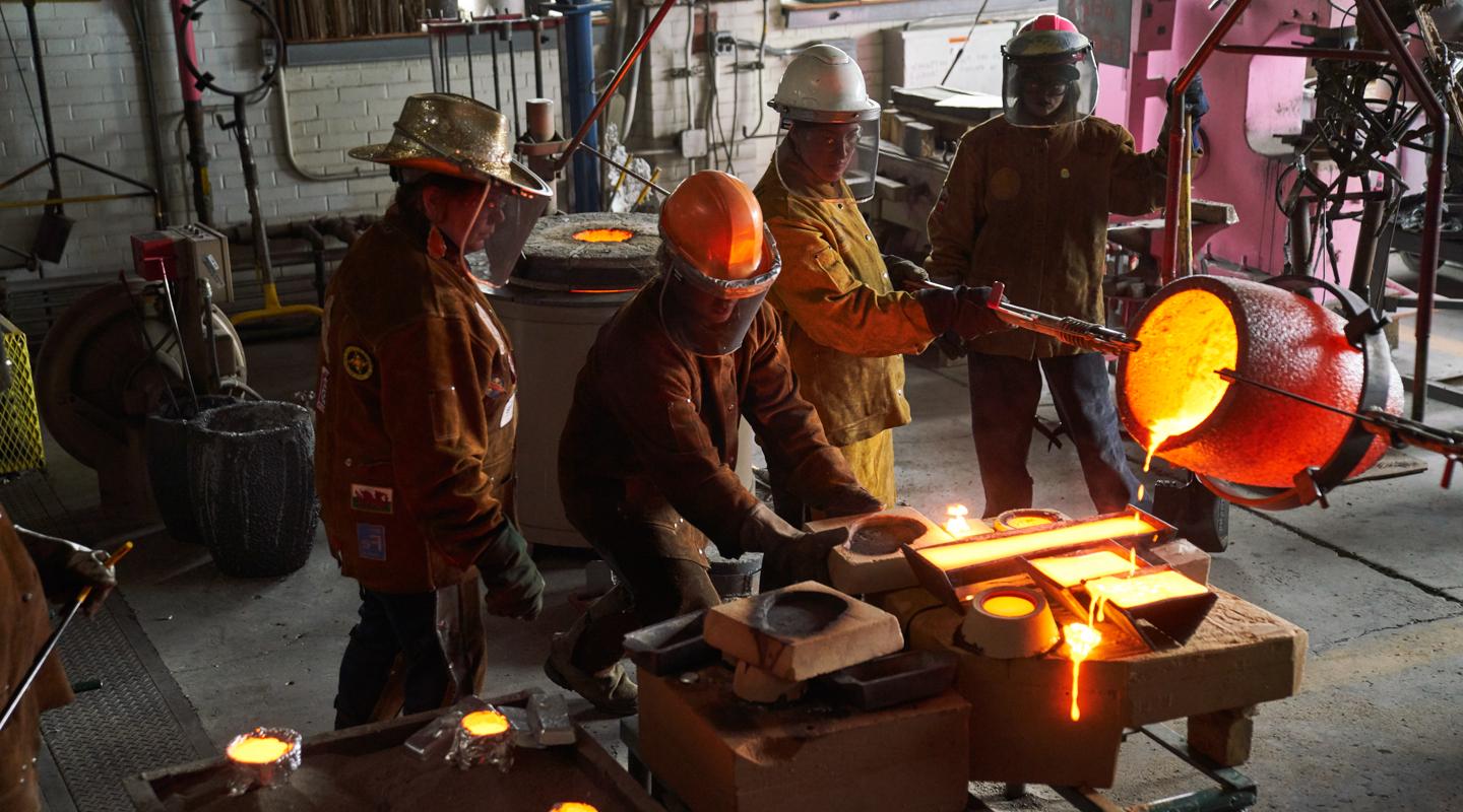 Students working at the Foundry.